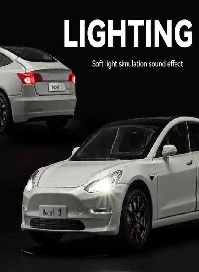 PEZYOX 1:24 Scale Exclusive Alloy Metal Pull Back Die-cast Car Model with Sound Light Mini Auto Toy for Kids Metal Model Toy Car with Sound and Light? (1.24 -Tesla Model 3- Black) - Image 5